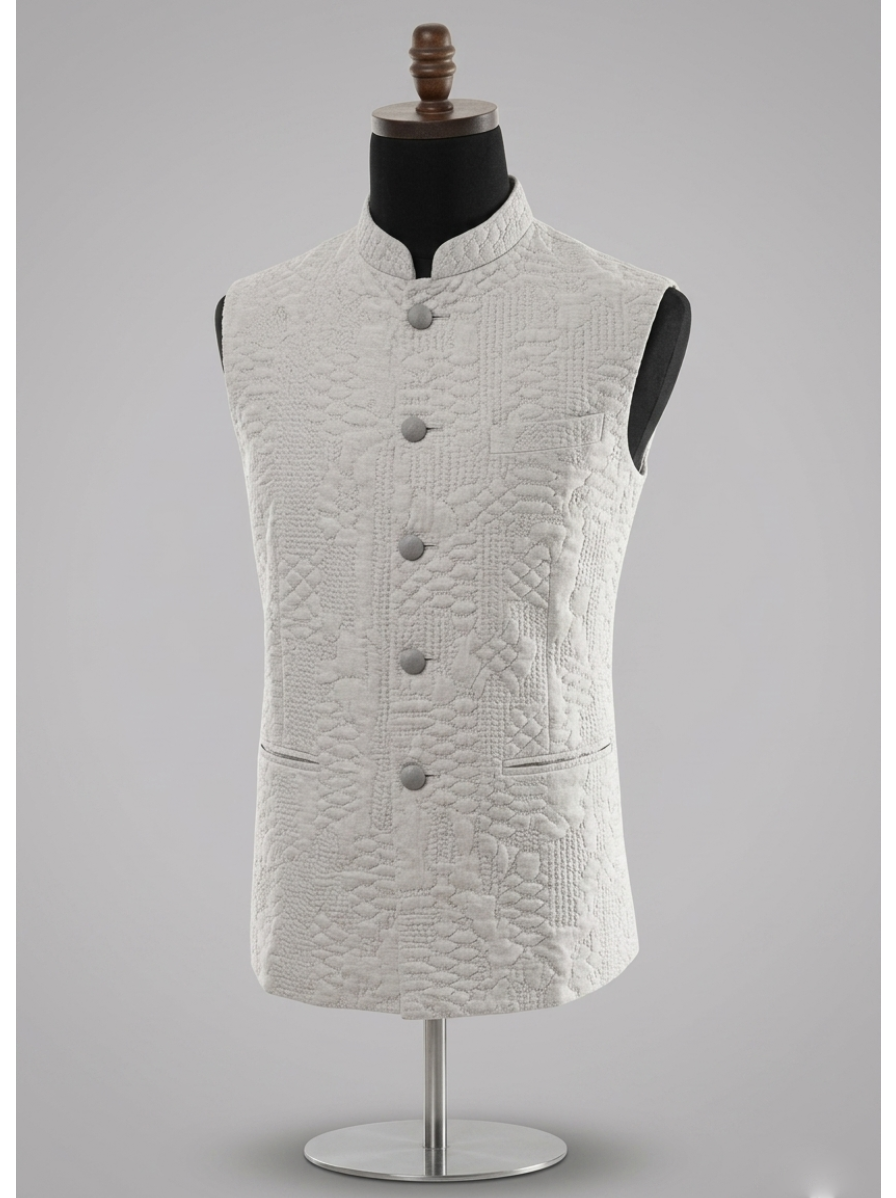 Minimalist Beige_Tan Linen Waistcoat Minimalist Beige/Tan Linen Waistcoat - Image 1