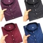 Men’s Festive Embroidered Kurta (Maroon/Red)