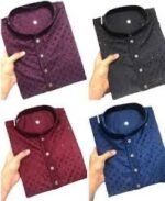 Men’s Festive Embroidered Kurta (Maroon/Red)