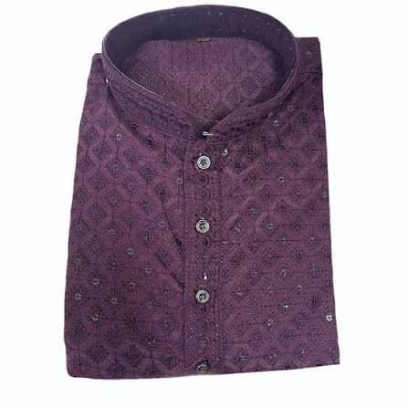 WhatsApp Image 2026-04-11 at 6.21.54 PM (1) Men’s Festive Embroidered Kurta (Plum/Purple) - Image 1